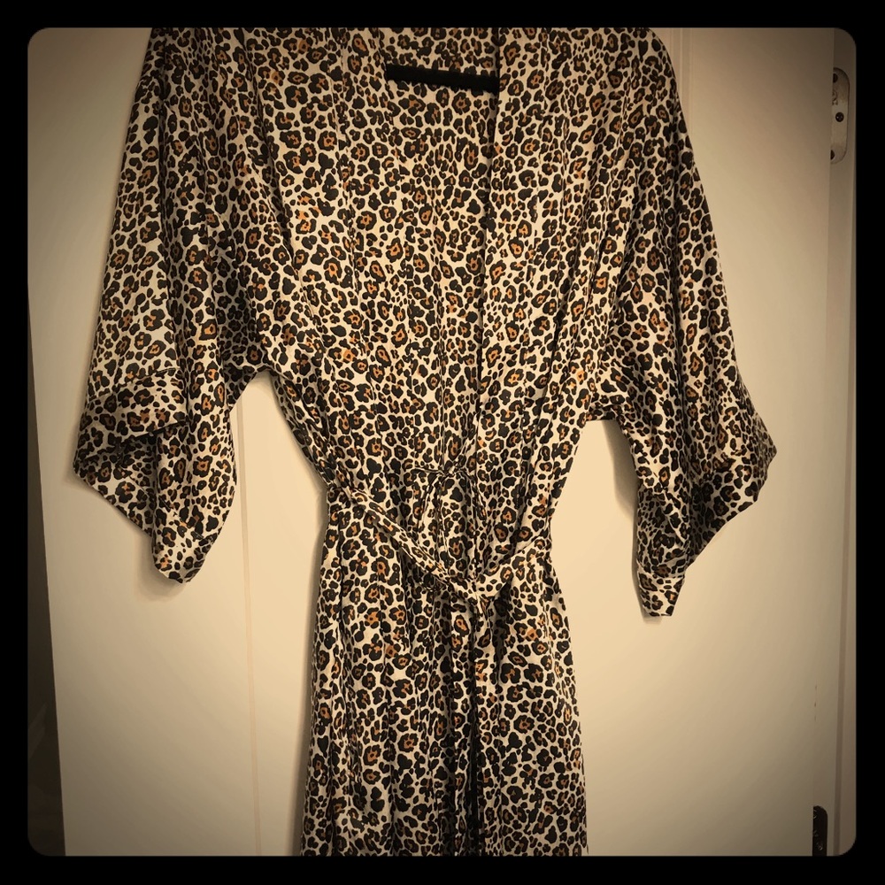 Leopard print silk robe